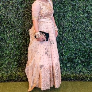 custom peach floral Anarkali dress - Sabyasachi style